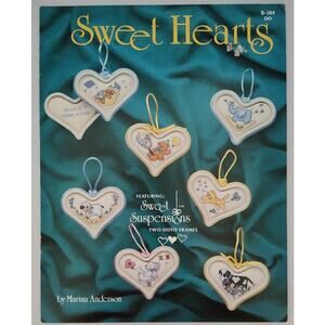 Susan Bates Sweet Hearts Cross Stitch Patterns Baby, Lamp, Cow, Bunny, Cat, Bear